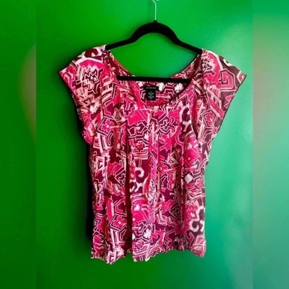 CLEARANCE Calvin Klein Jeans Red Top Blouse‎ Lightweight for Summer Red S Small